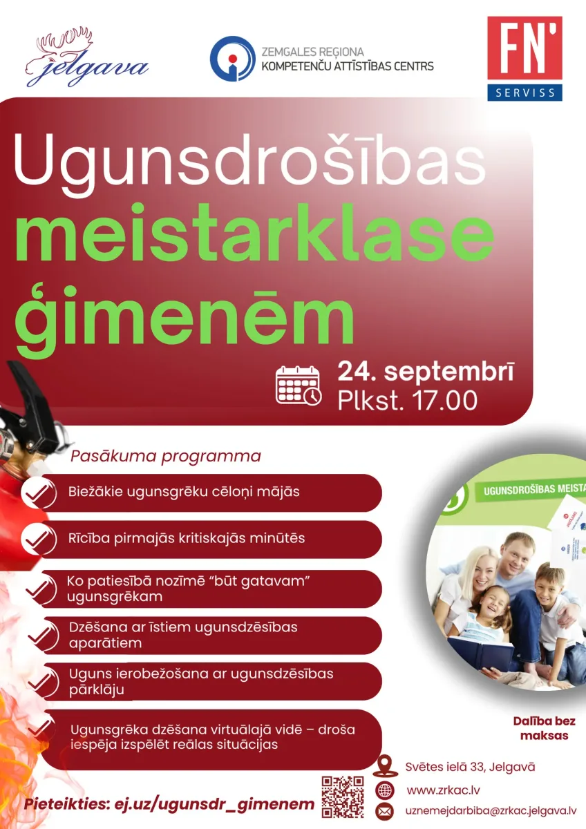 Ugunsdrošības meistarklase ģimenēm - Jelgava