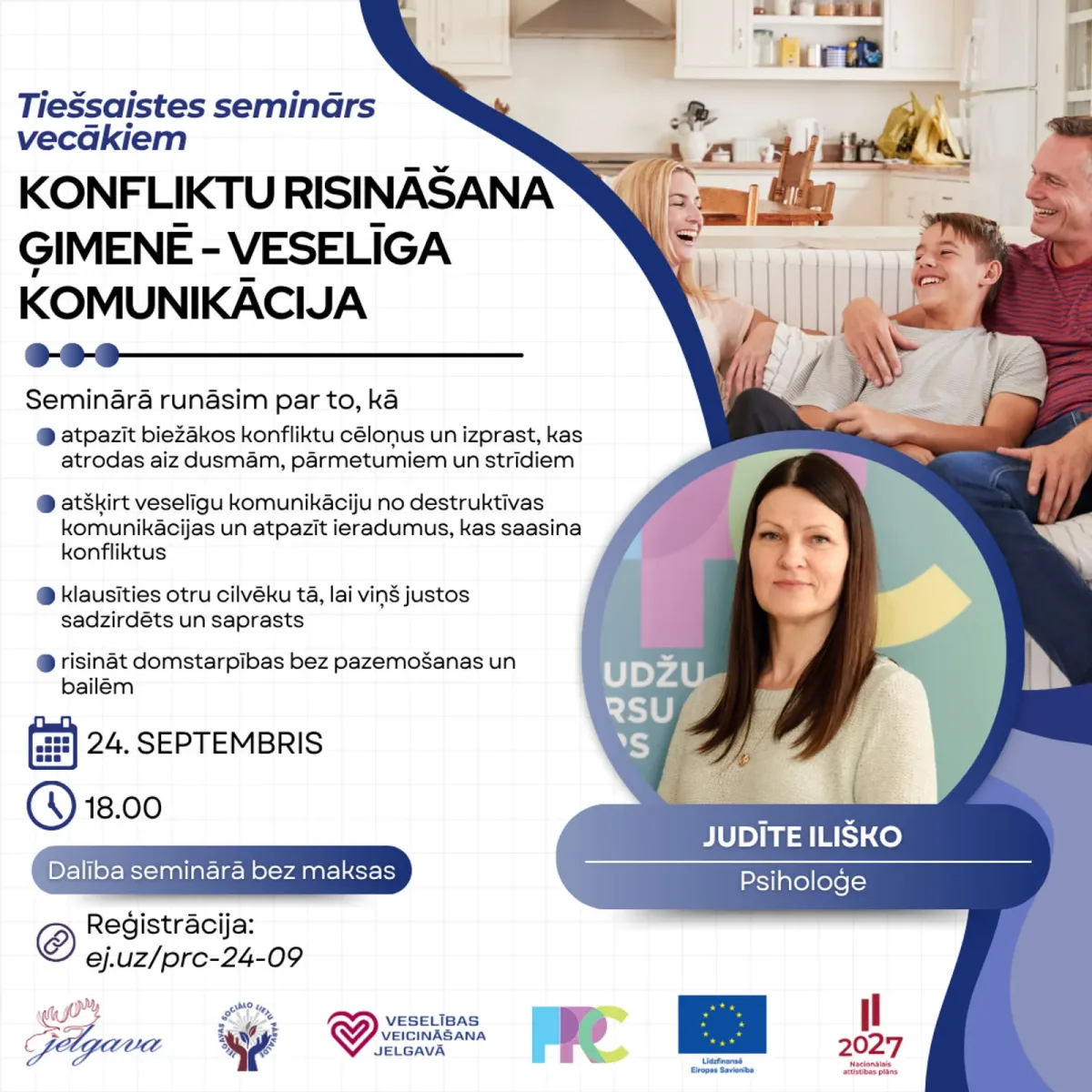 Tiešsaistes seminārs vecākiem “Konfliktu risināšana ģimenē – veselīga komunikācija” - Jelgava