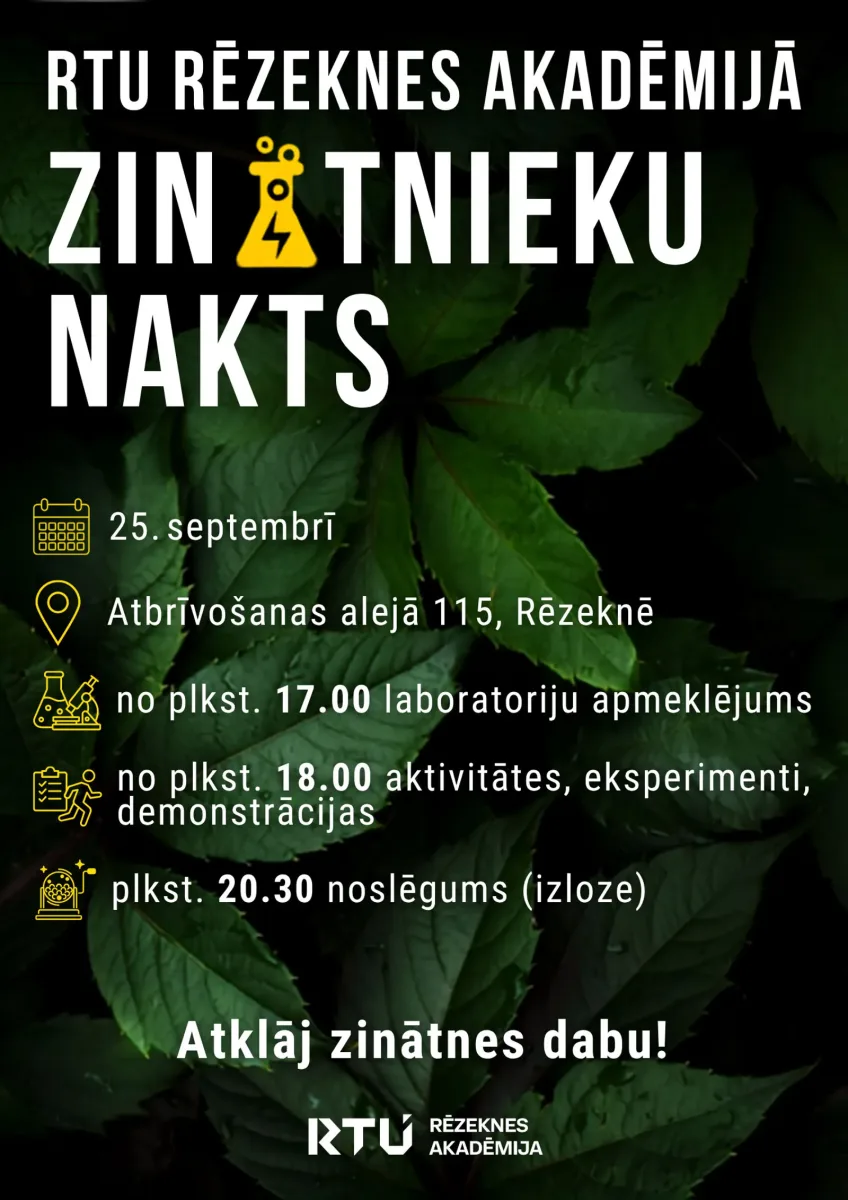 Eiropas Zinātnieku nakts „Atklāj zinātnes dabu!” | RTU Rēzekne