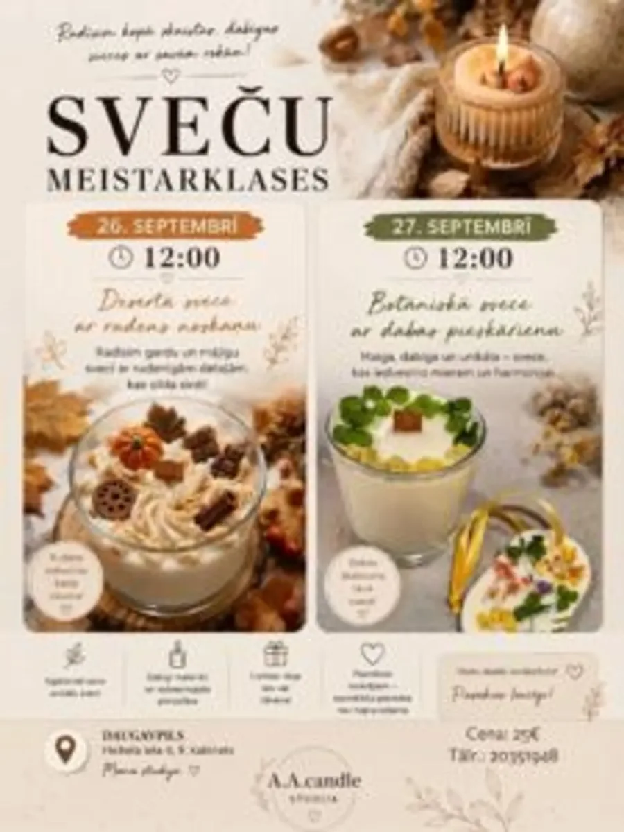 Sveču meistarklases studijā "A.A.candles"