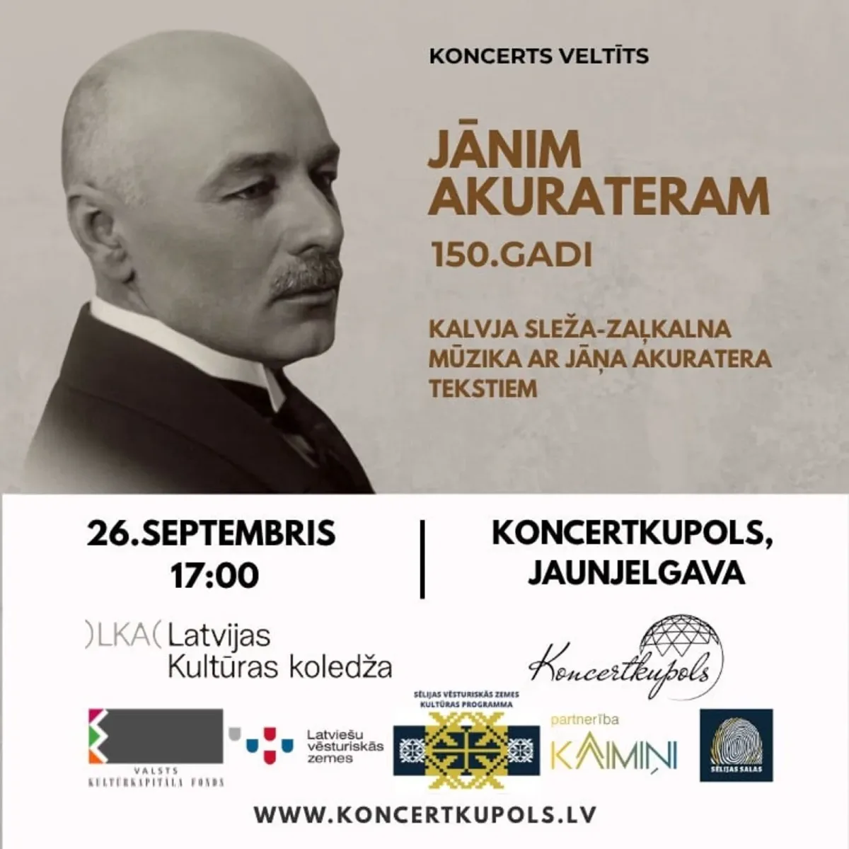 Mūzikas un dzejas koncerts Jāņa Akuratera 150. jubilejai