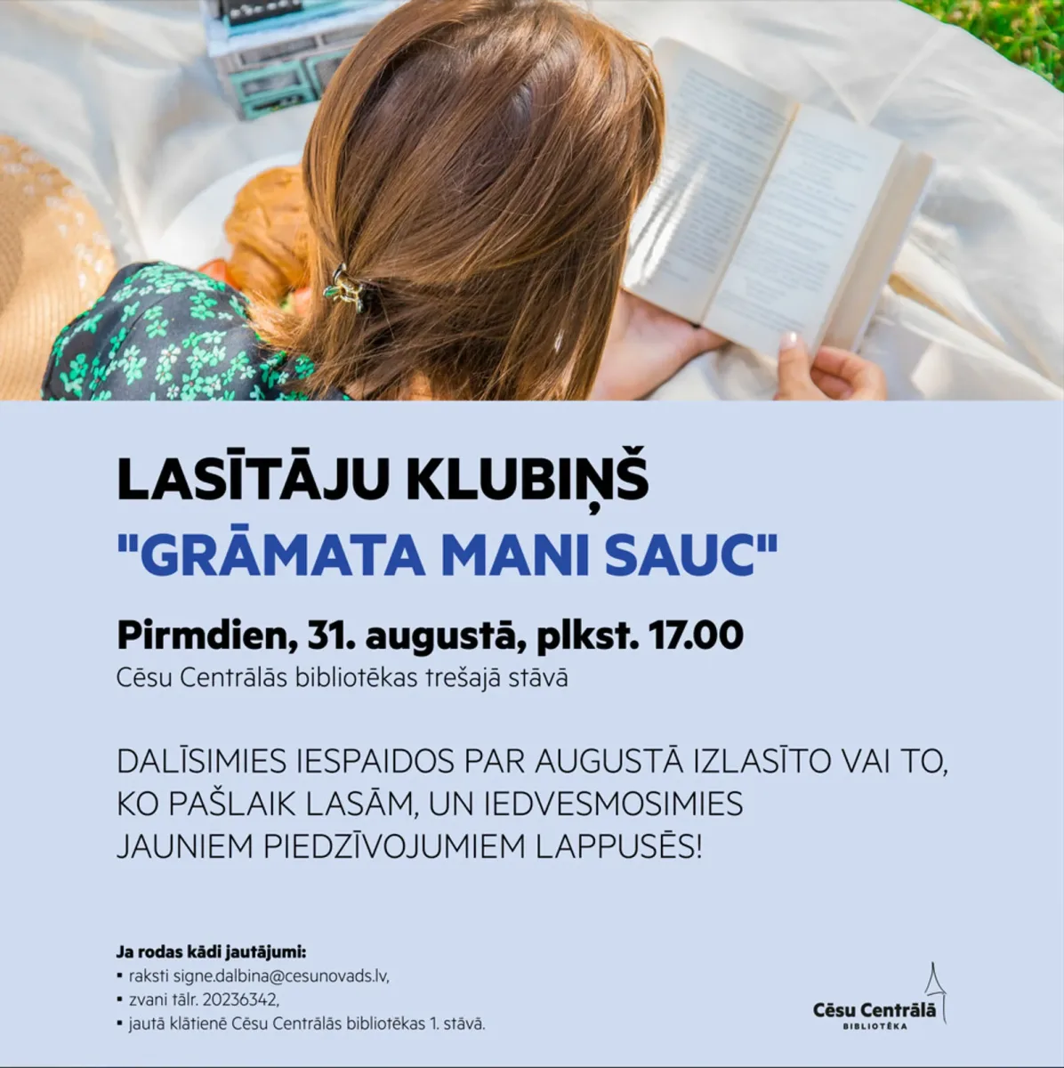 Lasītāju klubiņš pieaugušajiem “Grāmata mani sauc”