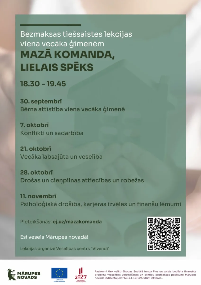 Bezmaksas tiešsaistes lekcija viena vecāka ģimenēm "Bērna attīstība viena vecāka ģimenē"