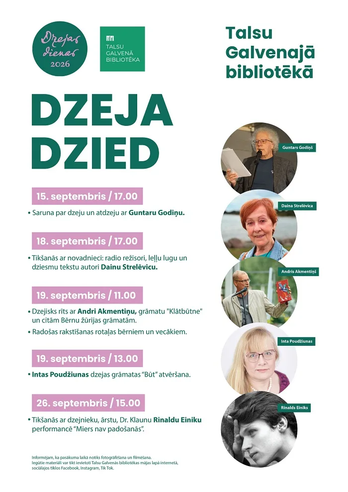 Rīts ar A. Akmentiņu un dienas iesākums ar Intu Poudžiunas Talsu Galvenajā bibliotēkā