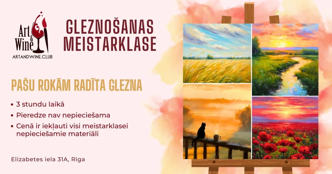 Art&Wine radošā meistarklase: Gleznojam ' Ainavas'.