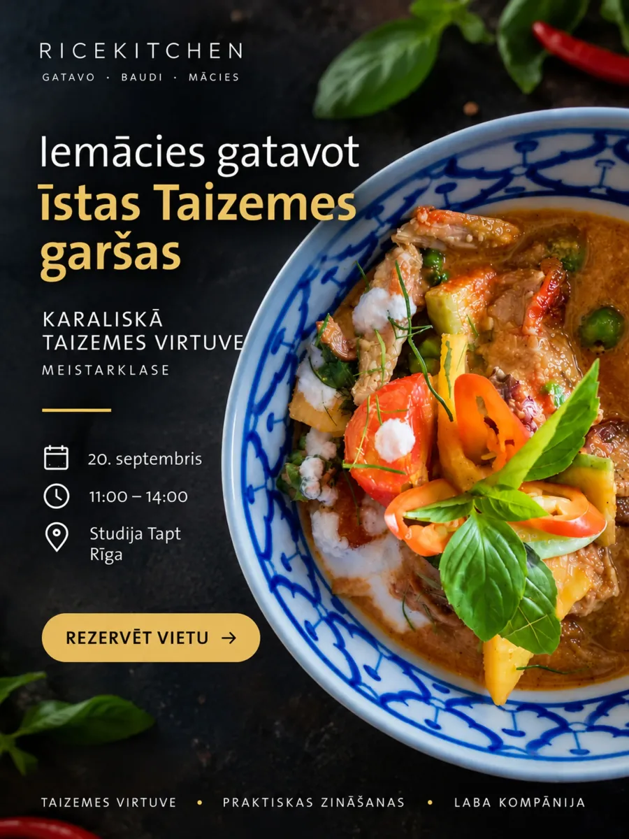 Karaliskās Taizemes virtuves meistarklase ar RiceKitchen