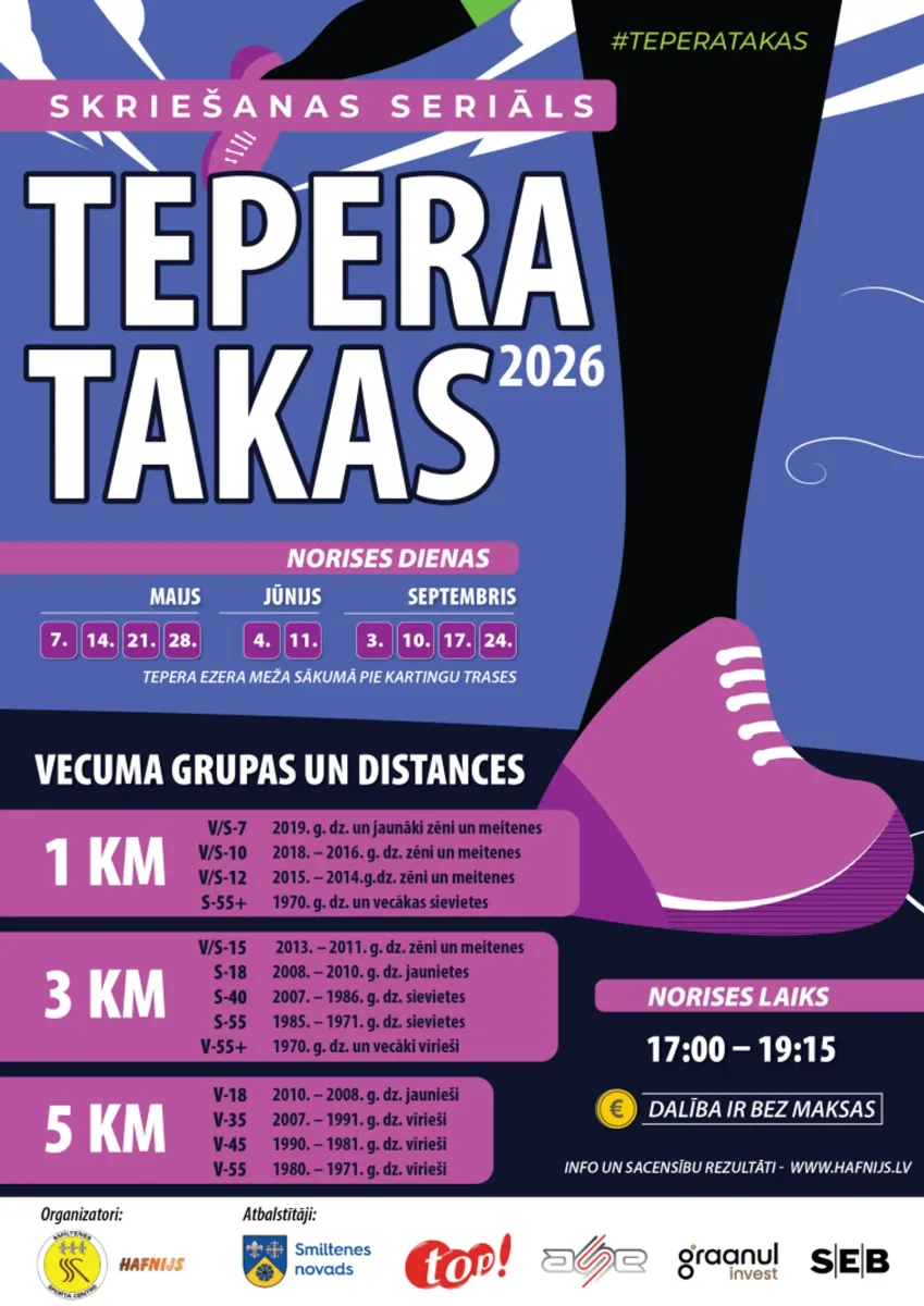 Aicinām piedalīties skriešanas seriālā “Tepera takas 2026”