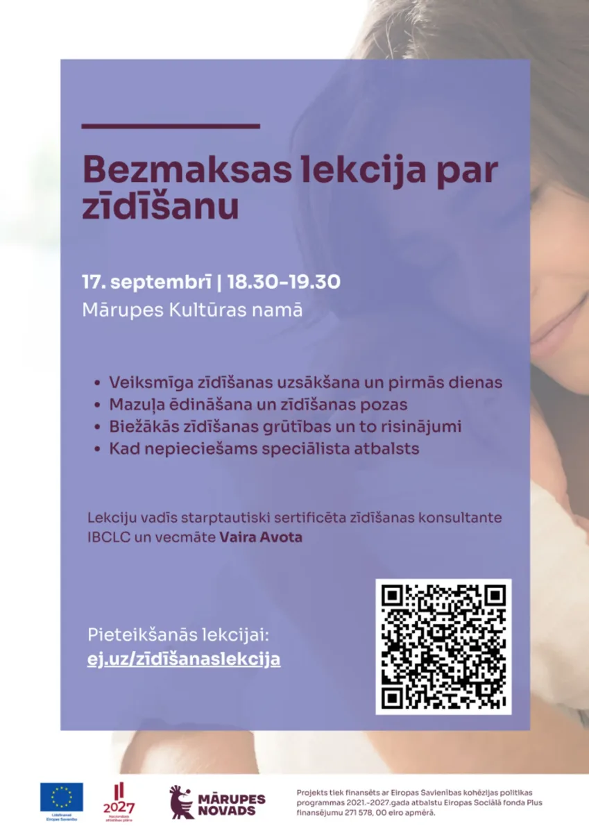 Bezmaksas lekcija topošajiem un jaunajiem vecākiem par zīdīšanu