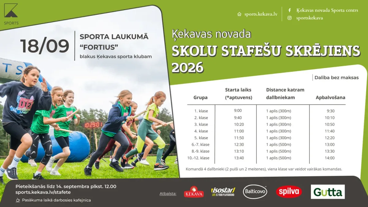 Ķekavas novada skolu stafešu skrējiens 2026