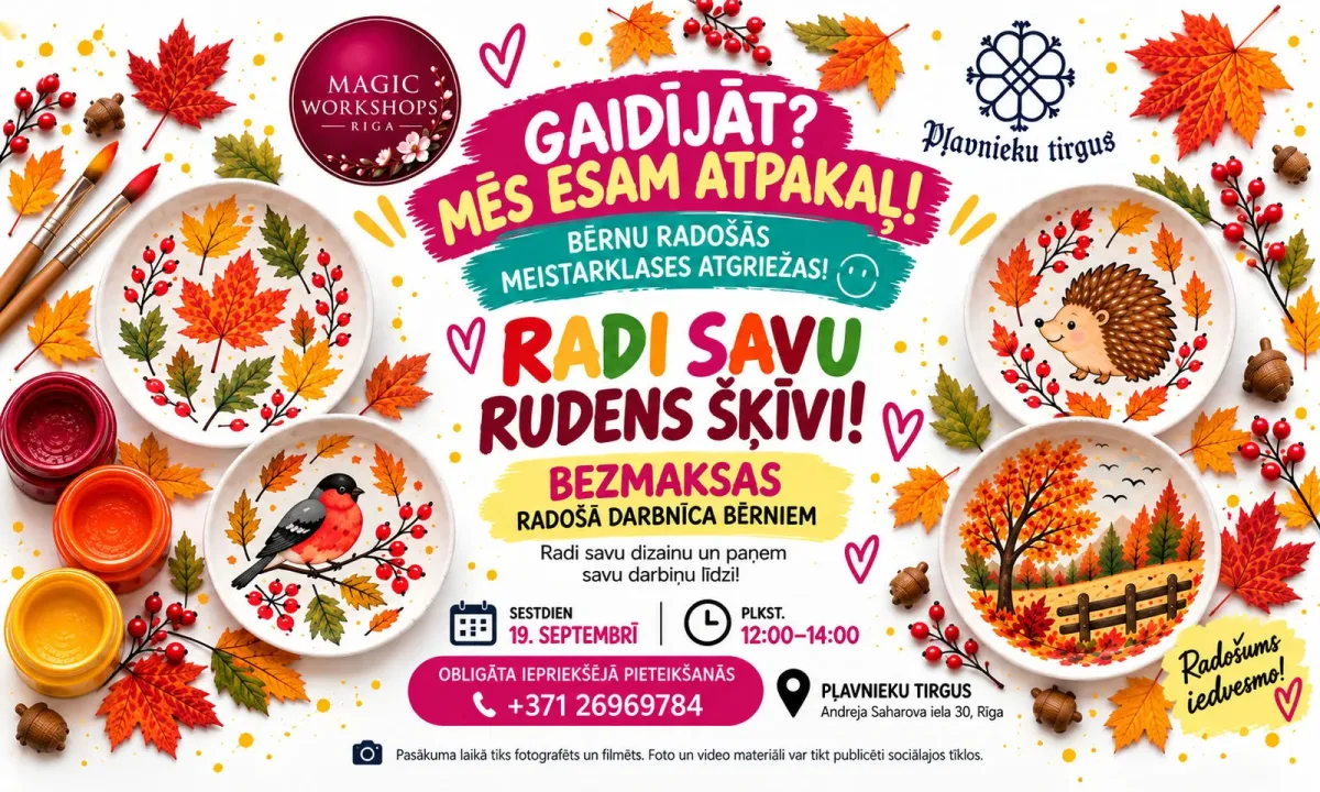 MEISTARKLASES ATGRIEŽAS PĻAVNIEKU TIRGŪ / ŠĶĪVJU APGLEZNOŠANA BĒRNIEM
