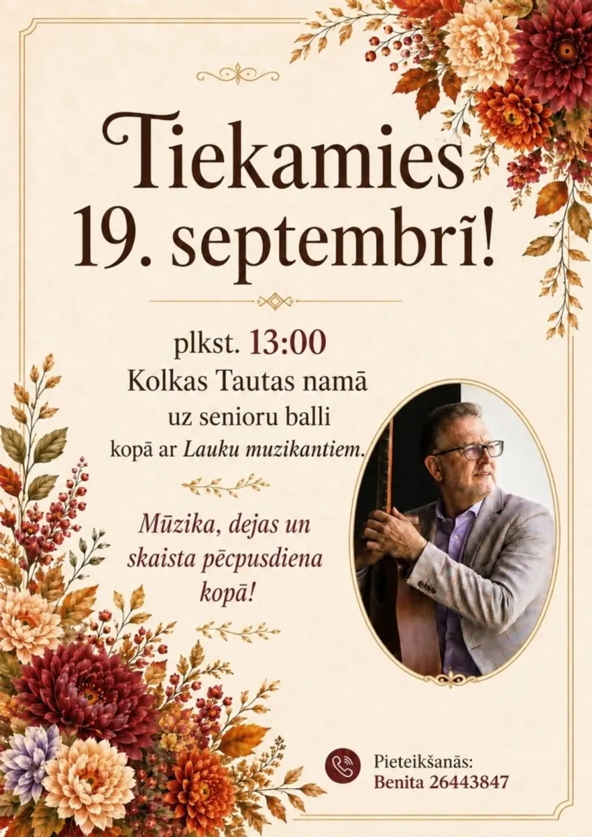 Kolkas tautas namā seniora balle kopā ar Lauku muzikantiem