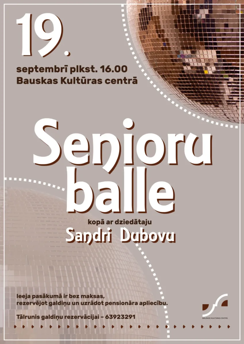 Senioru balle kopā ar dziedātāju Sandri Dubovu