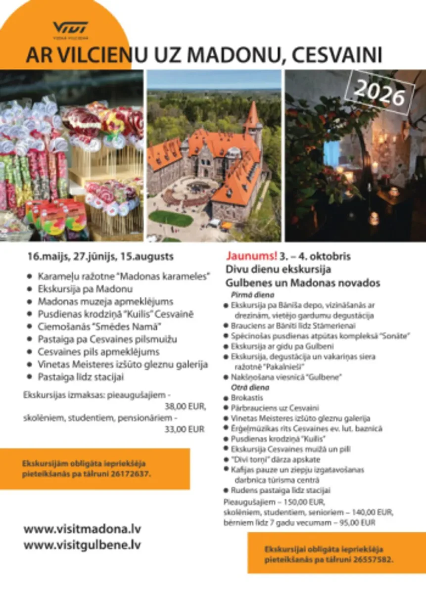 15. augustā - ar vilcienu uz Madonu un Cesvaini