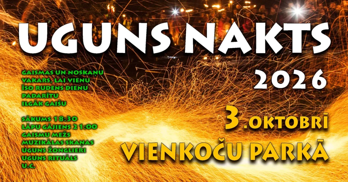 Uguns nakts Vienkoču parkā 2026