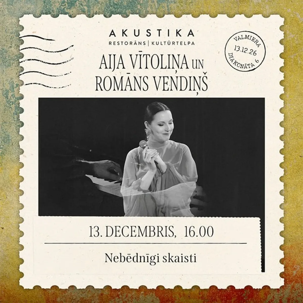 Aija Vītoliņa un Romāns Vendiņš | Nebēdnīgi skaisti | kultūrtelpā AKUSTIKA, Valmierā